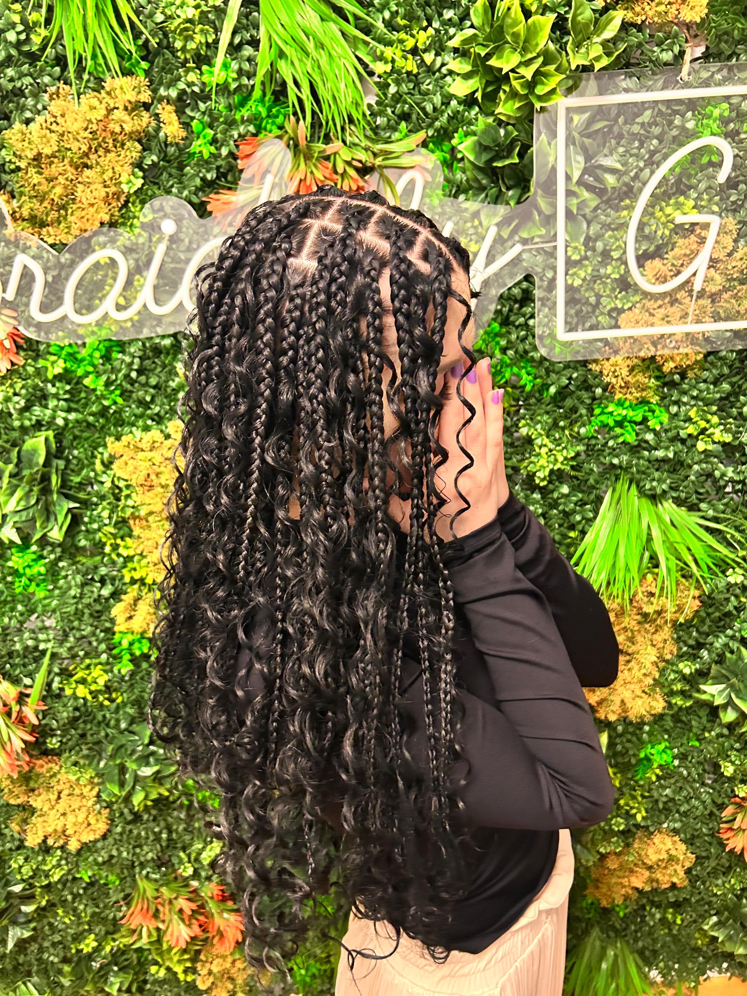 Boho Knotless Braids marimea S - codite afro cu bucle si extensii